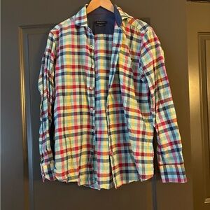 Bugatchi Red and Blue Casual Button Down Shirt